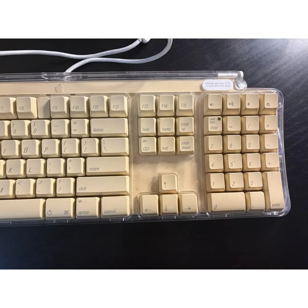 Vintage Apple M7803 Pro USB Wired Keyboard Clear White Tested and Working